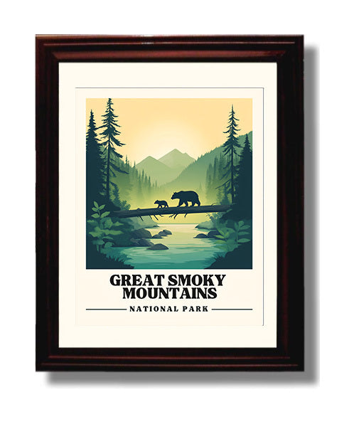 Great Smoky Mountains Newfound Gap National Parks Wall Art - 8x10 Beveled Frame