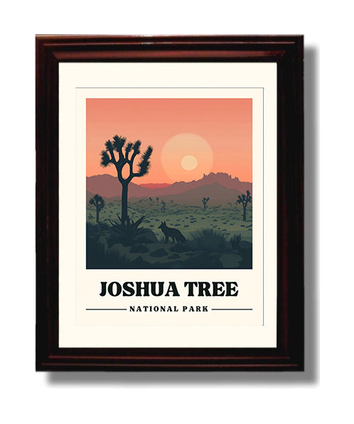Joshua Tree Hidden Valley 4 National Parks Wall Art - 8x10 Beveled Frame