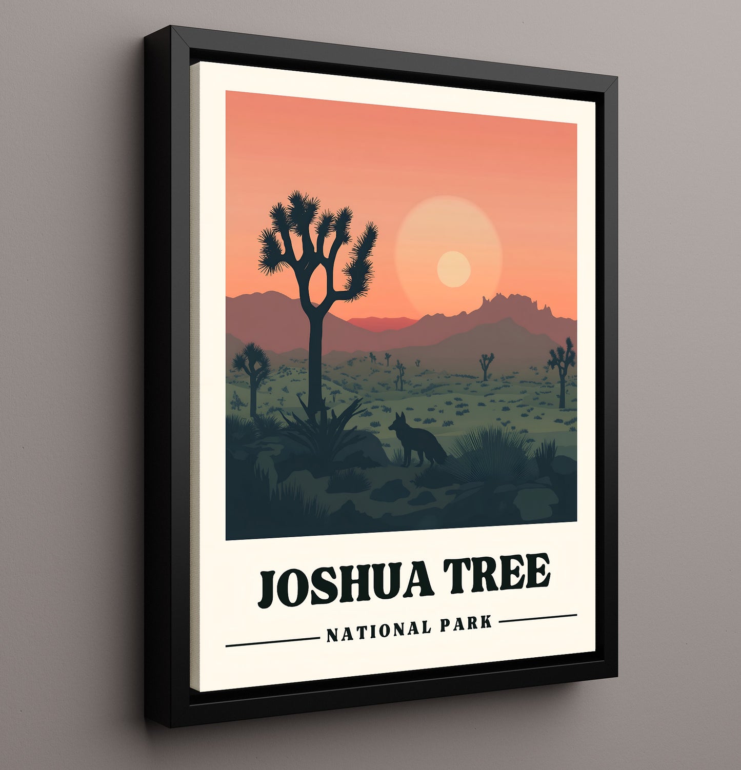 Joshua Tree Hidden Valley 4 National Parks Wall Art - 16x20 Framed Canvas