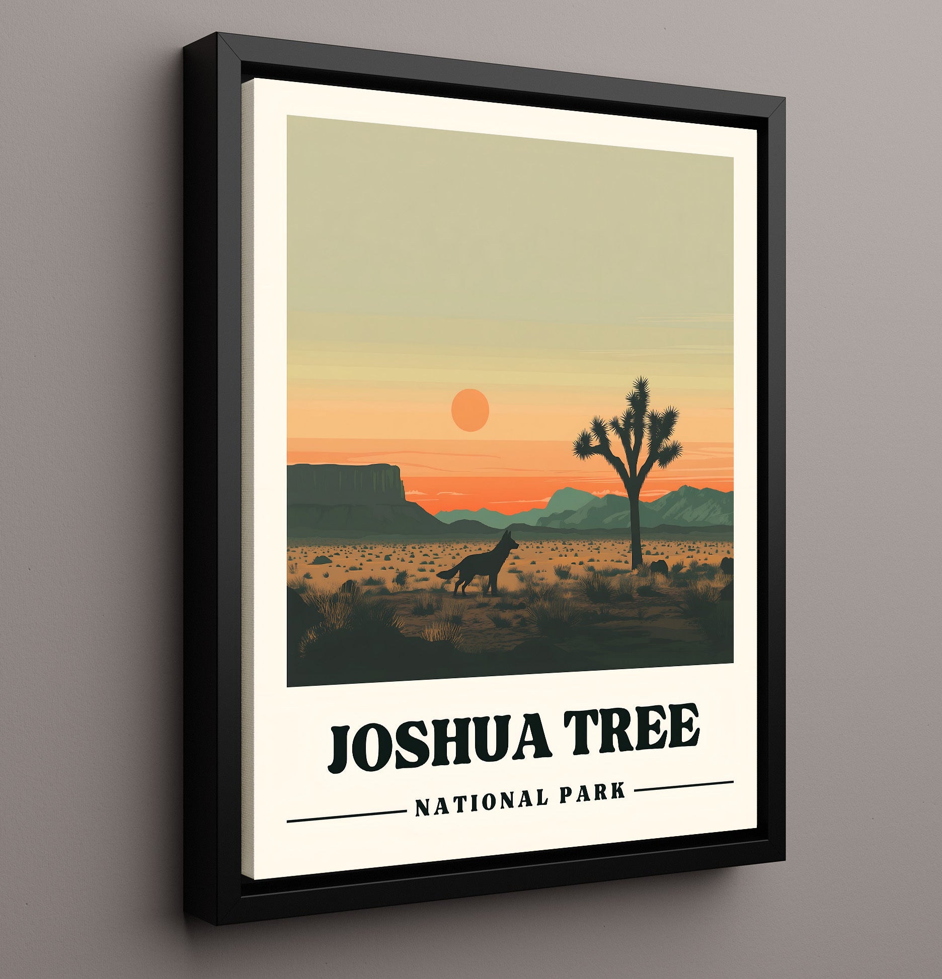 Joshua Tree Hidden Valley Version 1 National Parks Wall Art - 16x20 Framed Canvas