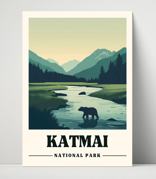Katmai - Design 1 - National Park - 16x20 Unframed Print