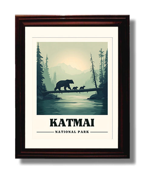 Katmai Version 2 National Parks Wall Art - 8x10 Beveled Frame
