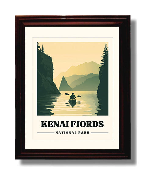Kenai Fjords Aialik Bay Version 1 National Parks Wall Art - 8x10 Beveled Frame