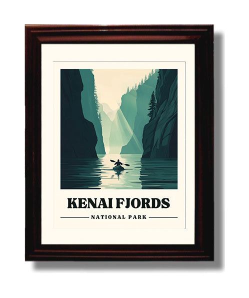 Kenai Fjords Aialik Bay Version 2 National Parks Wall Art - 8x10 Beveled Frame