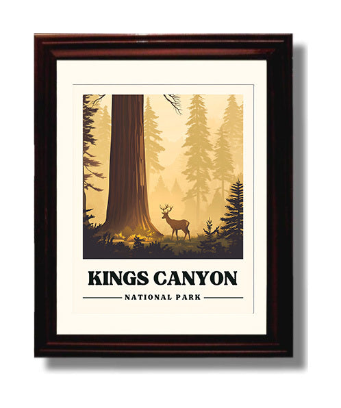 Kings Canyon Grants Grove Version 2 National Parks Wall Art - 8x10 Beveled Frame