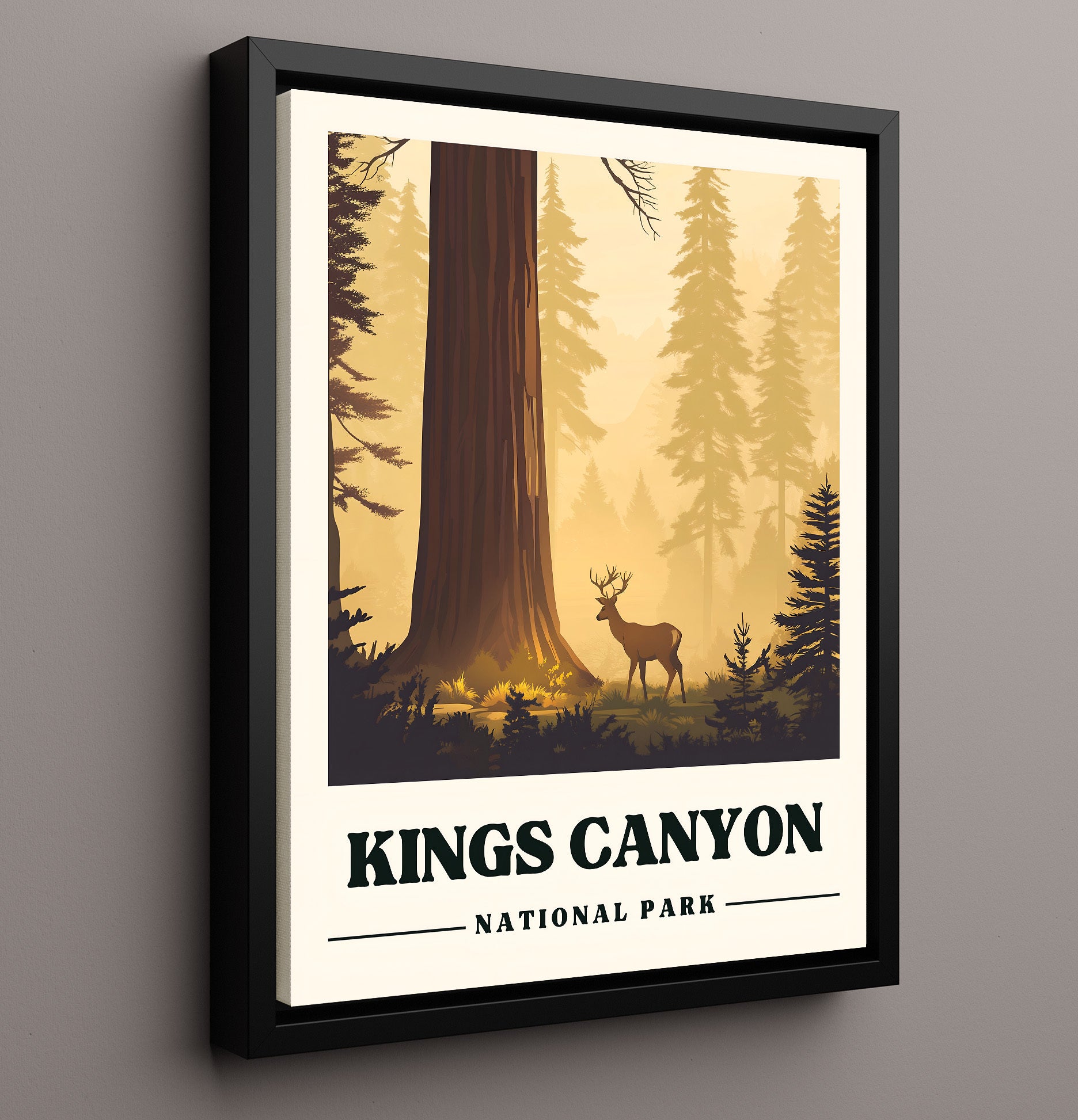 Kings Canyon Grants Grove Version 2 National Parks Wall Art - 16x20 Framed Canvas