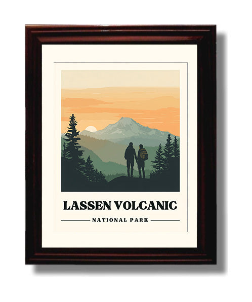Lassen Volcanic Lassen Peak National Parks Wall Art - 8x10 Beveled Frame