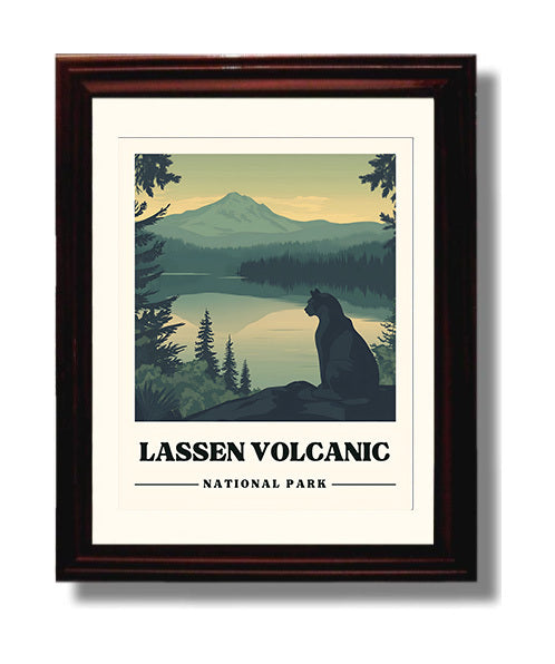 Lassen Volcanic Manzanita Lake National Parks Wall Art - 8x10 Beveled Frame