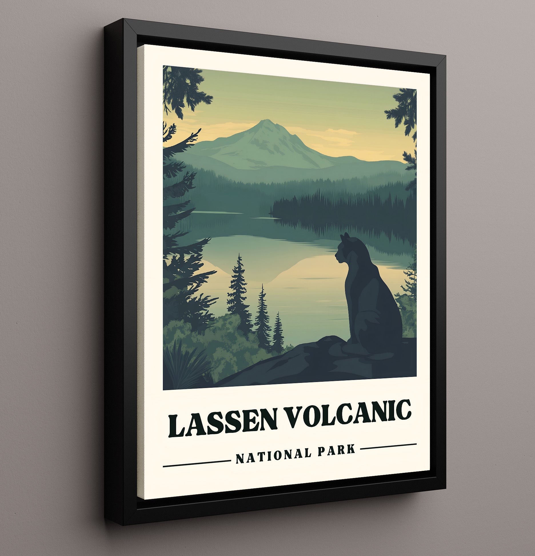 Lassen Volcanic Manzanita Lake National Parks Wall Art - 16x20 Framed Canvas