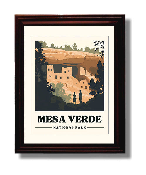 Mesa Verde Cliff Palace National Parks Wall Art - 8x10 Beveled Frame