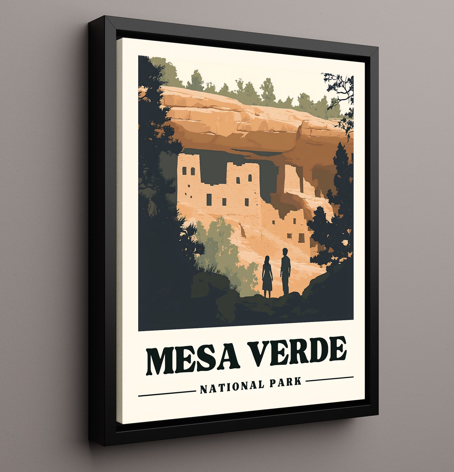 Mesa Verde Cliff Palace National Parks Wall Art - 16x20 Framed Canvas