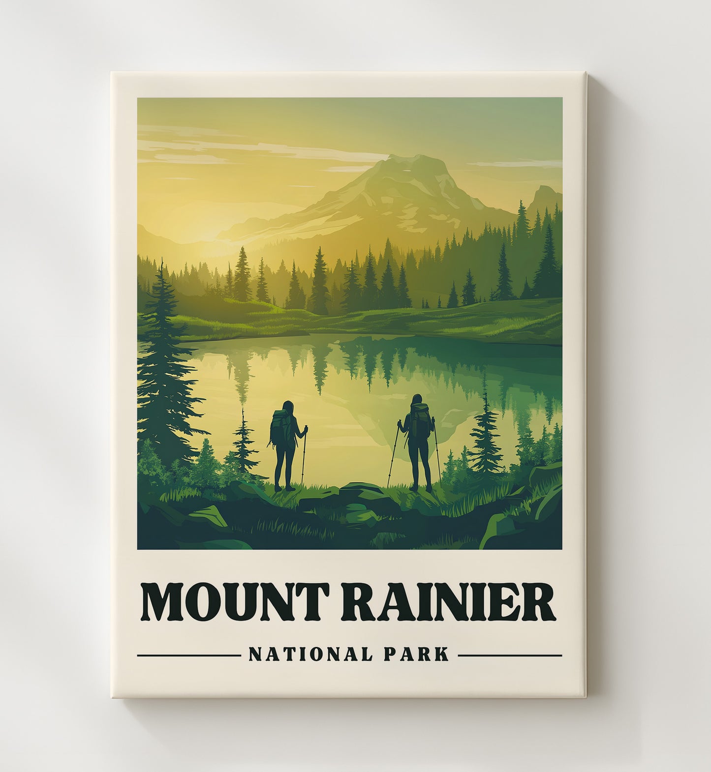 Mount Rainier Reflection Lakes National Parks Wall Art - 20x24 Canvas