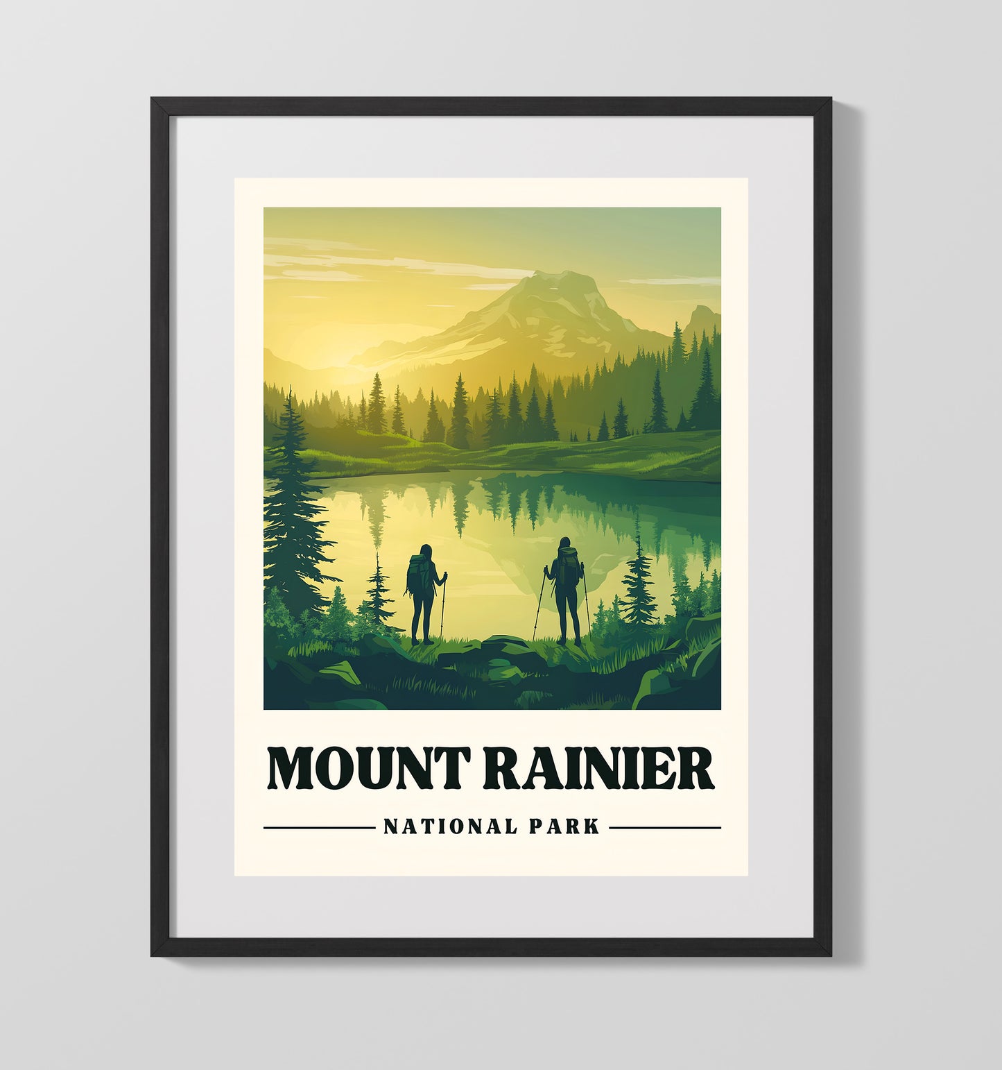 Mount Rainier Reflection Lakes National Parks Wall Art - 16x20 Gallery Frame