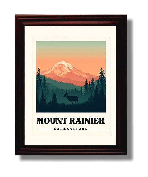 Mount Rainier Sunrise Point National Parks Wall Art - 8x10 Beveled Frame