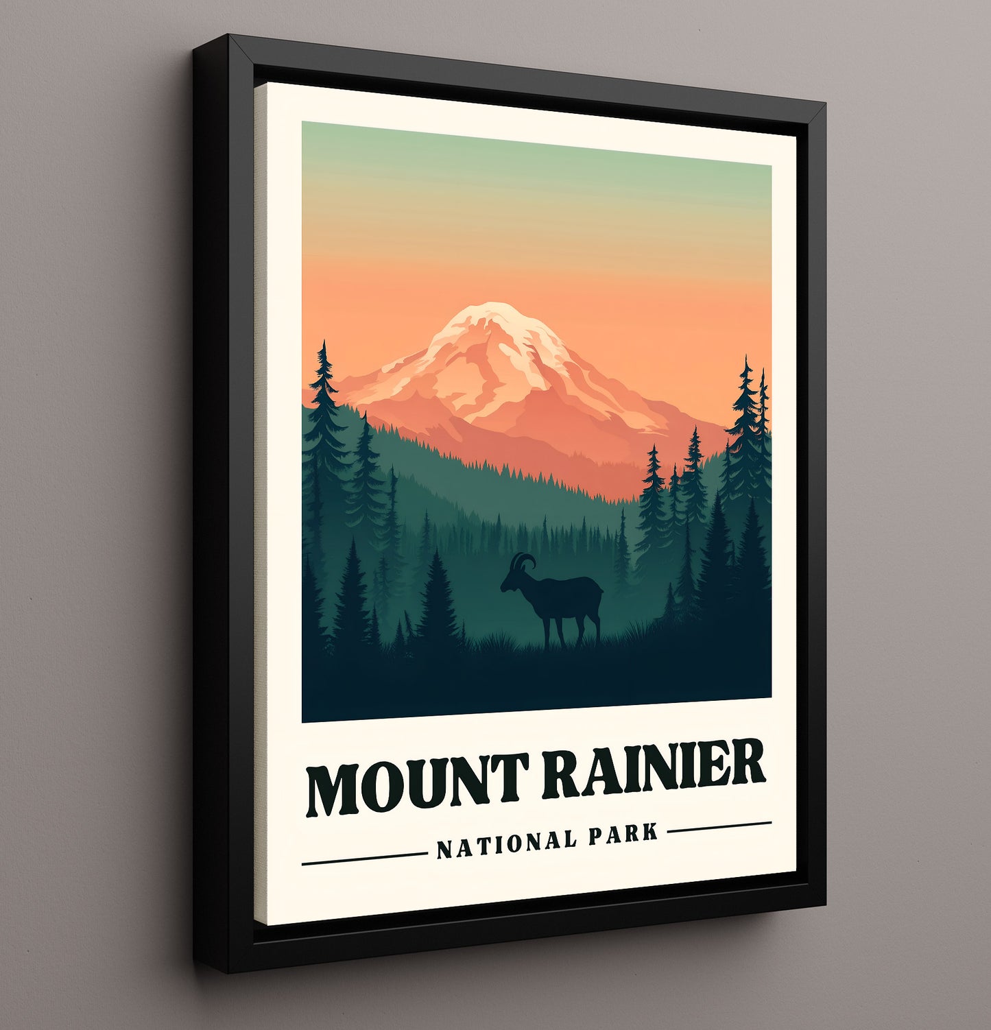 Mount Rainier Sunrise Point National Parks Wall Art - 16x20 Framed Canvas
