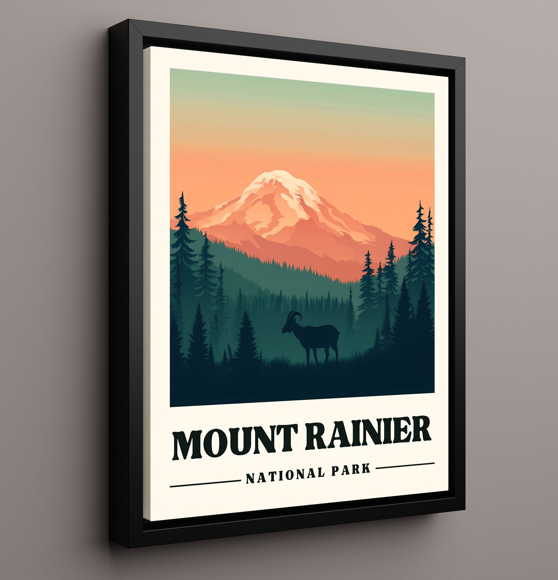 Mount Rainier Sunrise Point National Parks Wall Art - 16x20 Framed Canvas