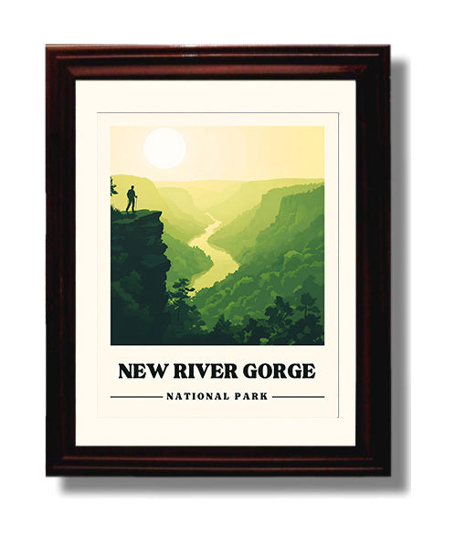 New River Gorge Endless Wall Trail Version 1 National Parks Wall Art - 8x10 Beveled Frame