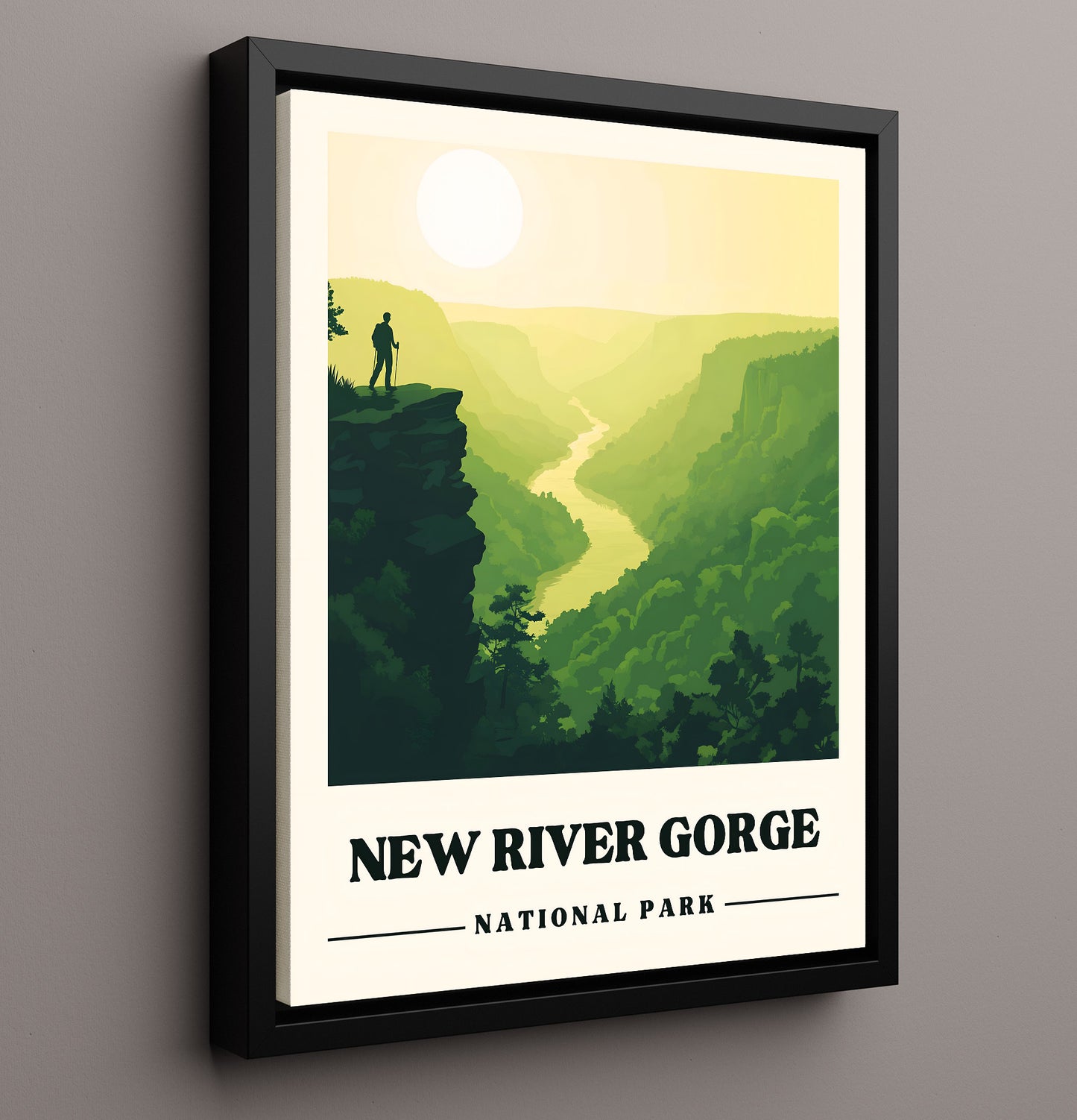 New River Gorge Endless Wall Trail Version 1 National Parks Wall Art - 16x20 Framed Canvas