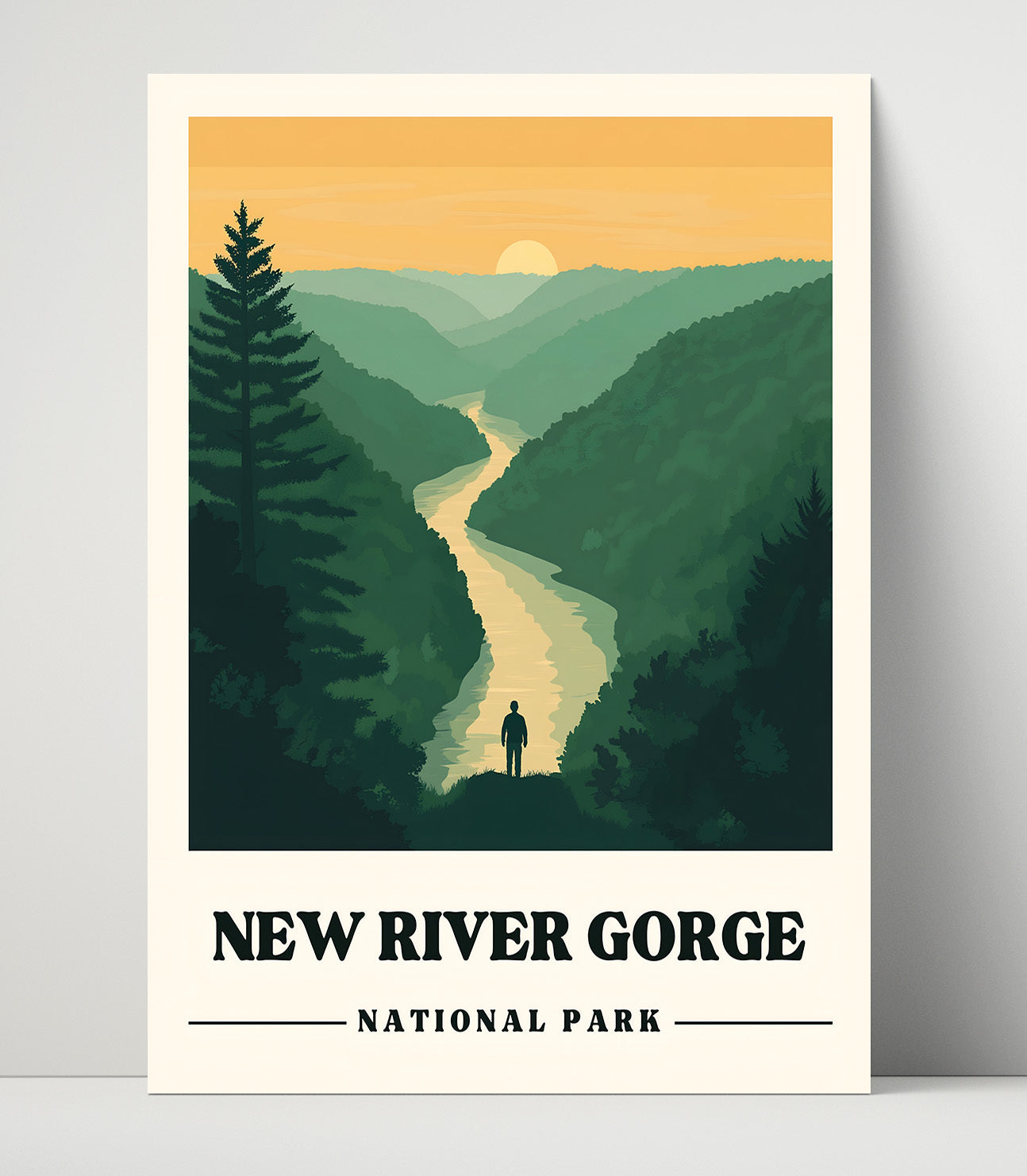 New River Gorge Endless Wall Trail Version 2 National Parks Wall Art - 16x20 Unframed Print
