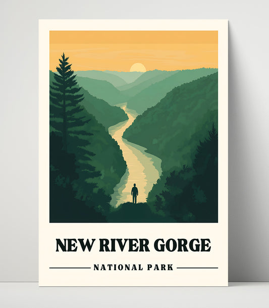 New River Gorge - Endless Wall Trail Design 2 - National Park - 16x20 Unframed Print