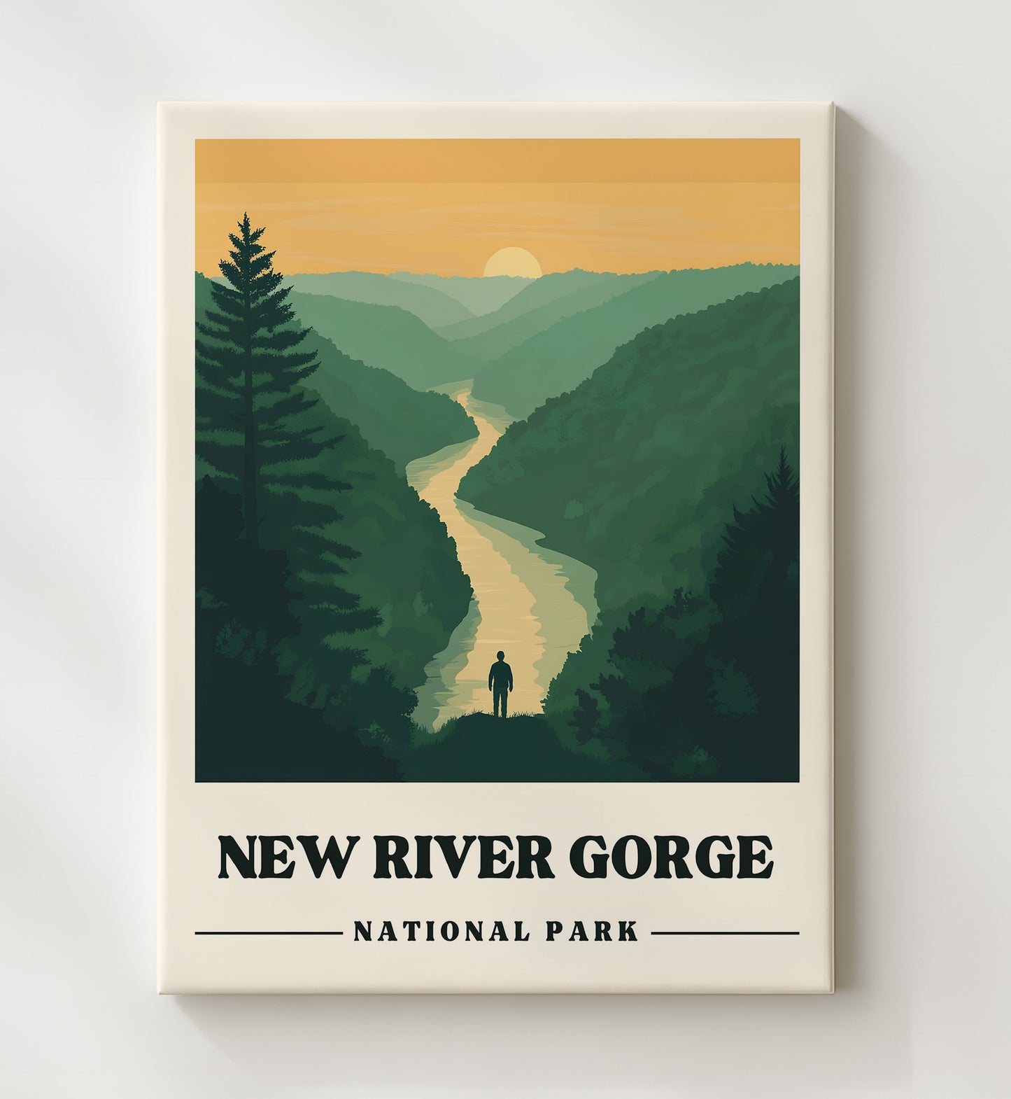 New River Gorge Endless Wall Trail Version 2 National Parks Wall Art - 20x24 Canvas