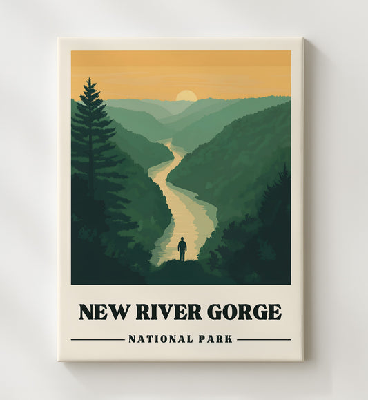 New River Gorge - Endless Wall Trail Design 2 8x10 Canvas national park wall art