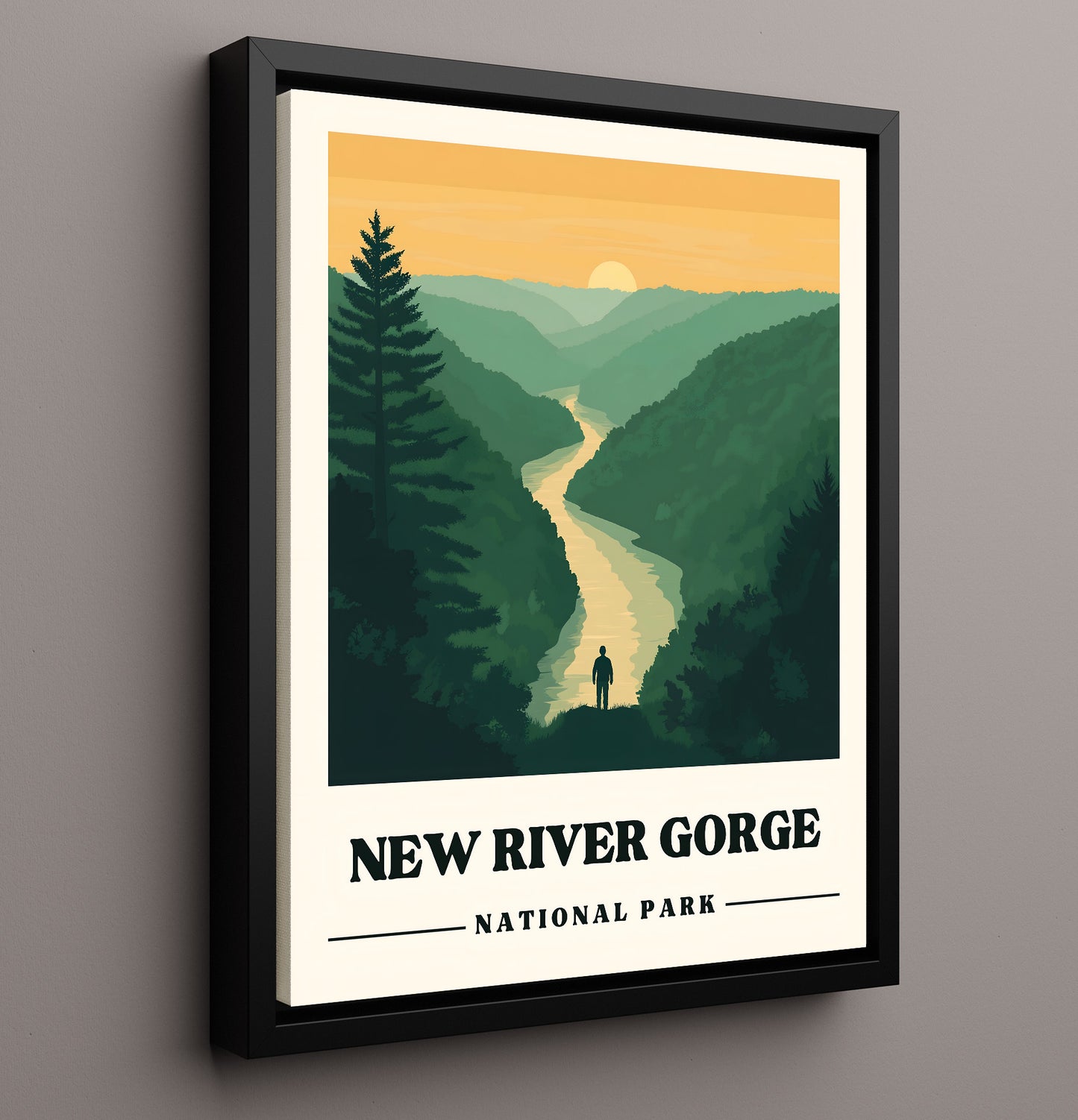 New River Gorge Endless Wall Trail Version 2 National Parks Wall Art - 16x20 Framed Canvas