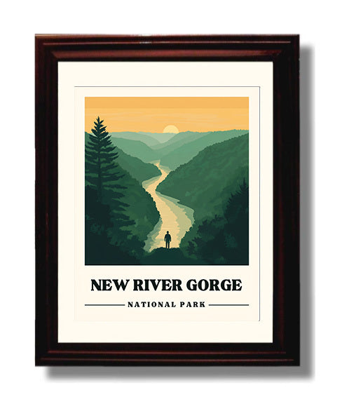 New River Gorge Endless Wall Trail Version 2 National Parks Wall Art - 8x10 Beveled Frame