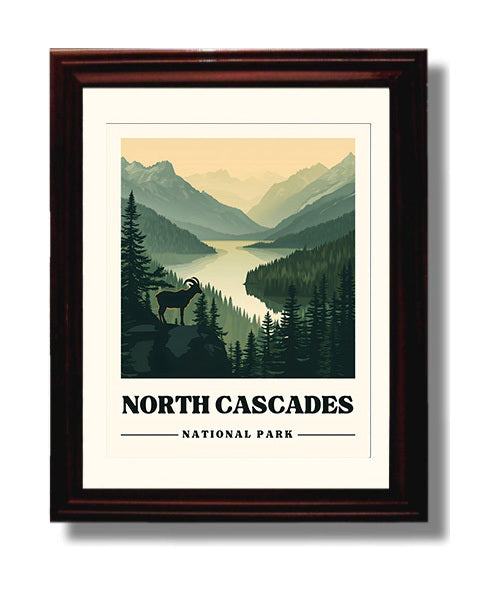 North Cascades Diablo Lake Overlook National Parks Wall Art - 8x10 Beveled Frame