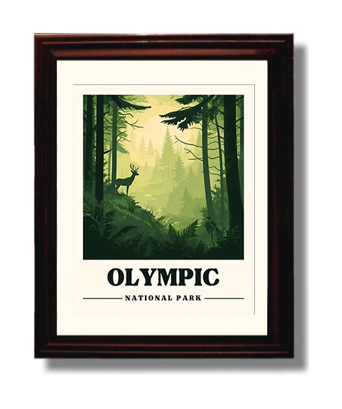 Olympic Hoh Rain Forest National Parks Wall Art - 8x10 Beveled Frame