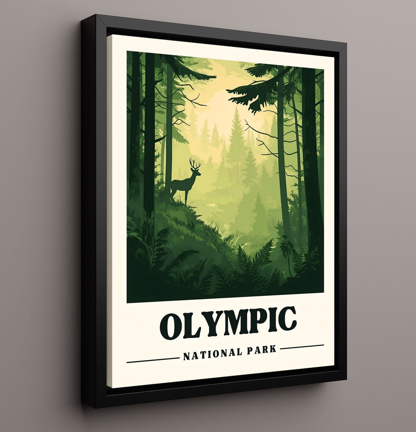 Olympic Hoh Rain Forest National Parks Wall Art - 16x20 Framed Canvas