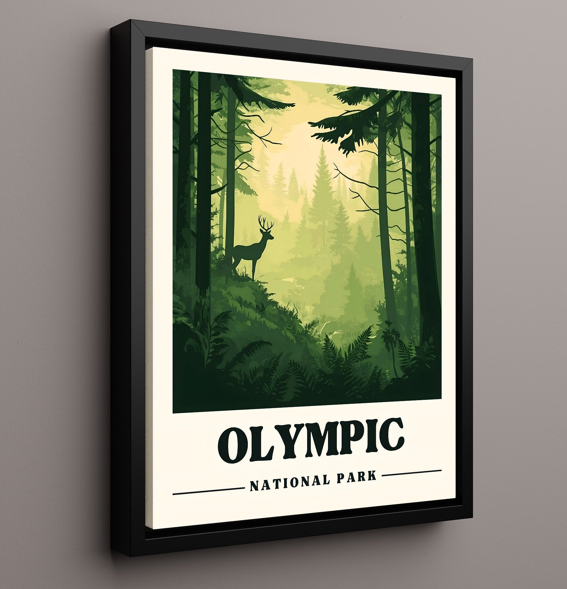 Olympic Hoh Rain Forest National Parks Wall Art - 16x20 Framed Canvas