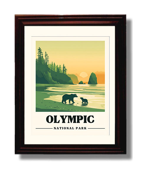 Olympic Ruby Beach National Parks Wall Art - 8x10 Beveled Frame
