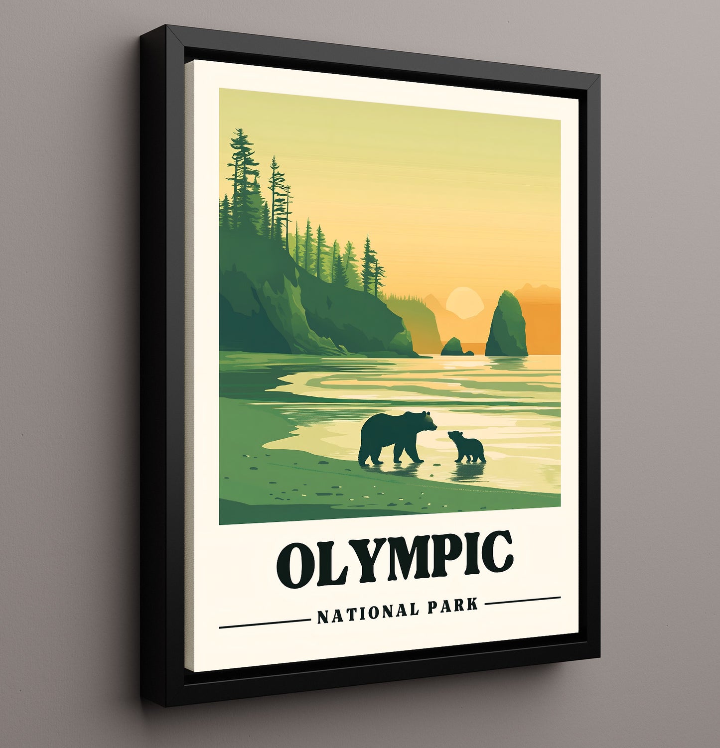 Olympic Ruby Beach National Parks Wall Art - 16x20 Framed Canvas
