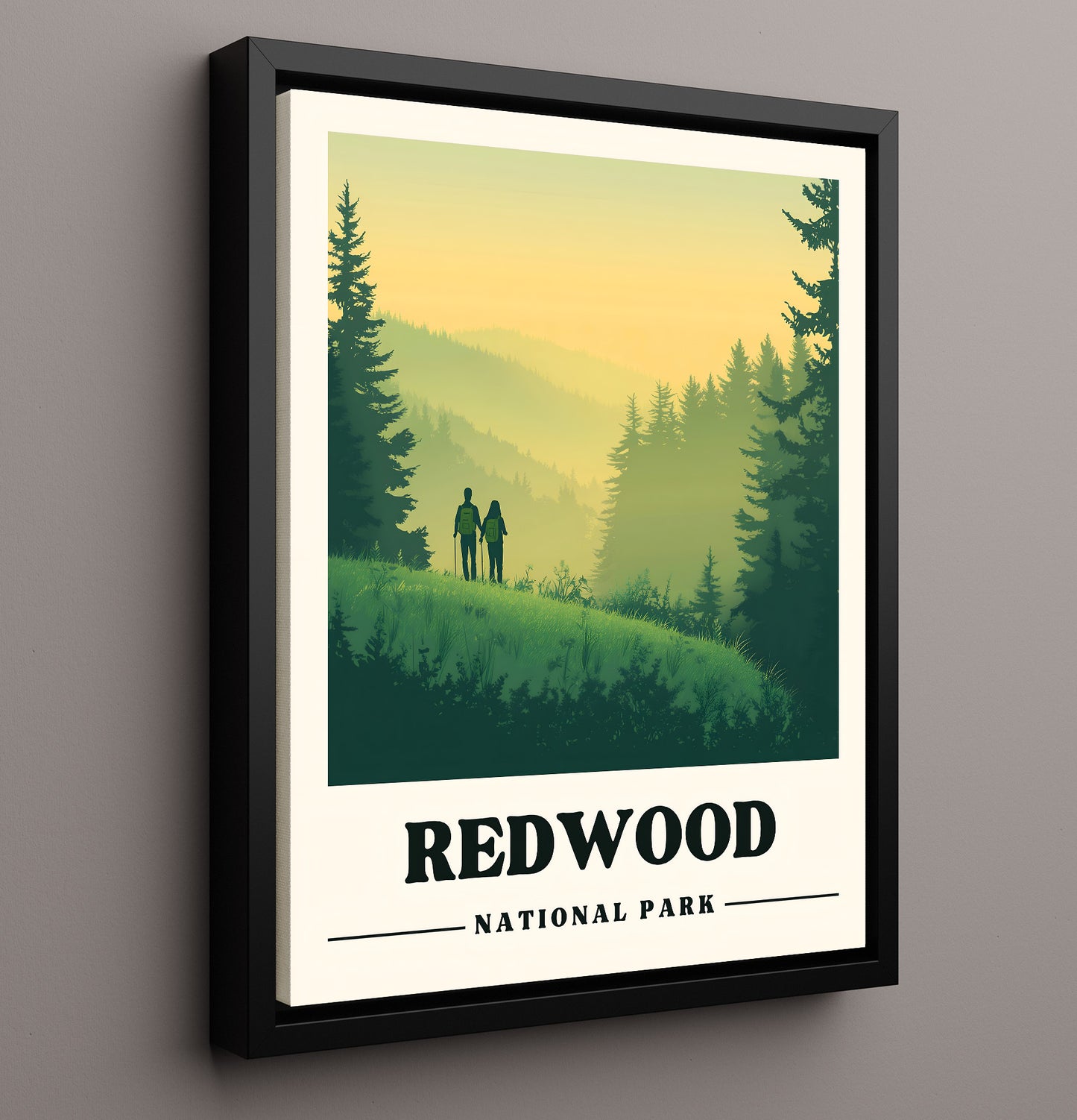 Redwood Tall Trees Grove Version 2 National Parks Wall Art - 16x20 Framed Canvas