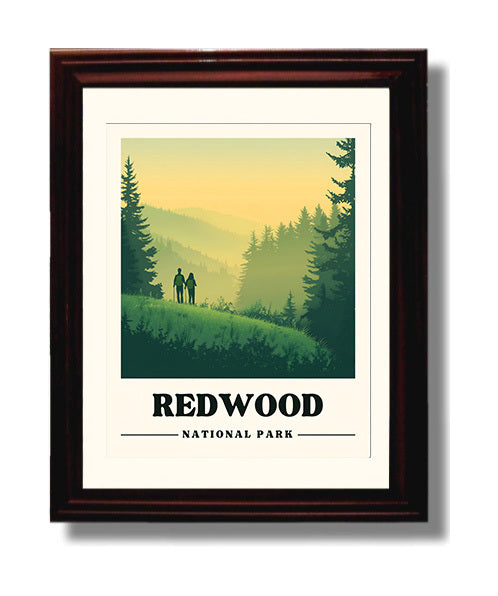 Redwood Tall Trees Grove Version 2 National Parks Wall Art - 8x10 Beveled Frame