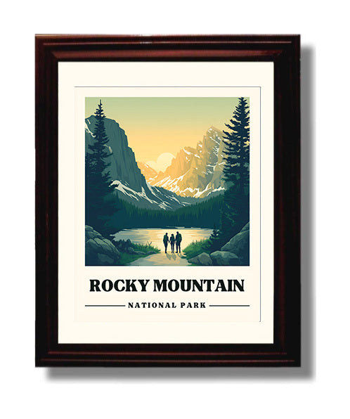 Rocky Mountain Dream Lake Version 1 National Parks Wall Art - 8x10 Beveled Frame