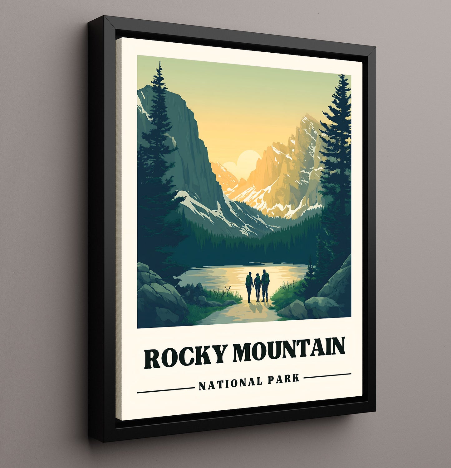 Rocky Mountain Dream Lake Version 1 National Parks Wall Art - 16x20 Framed Canvas