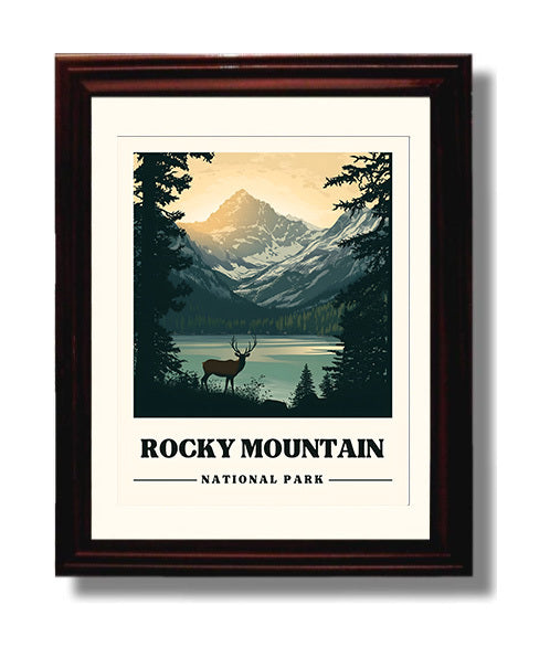 Rocky Mountain Dream Lake Version 2 National Parks Wall Art - 8x10 Beveled Frame