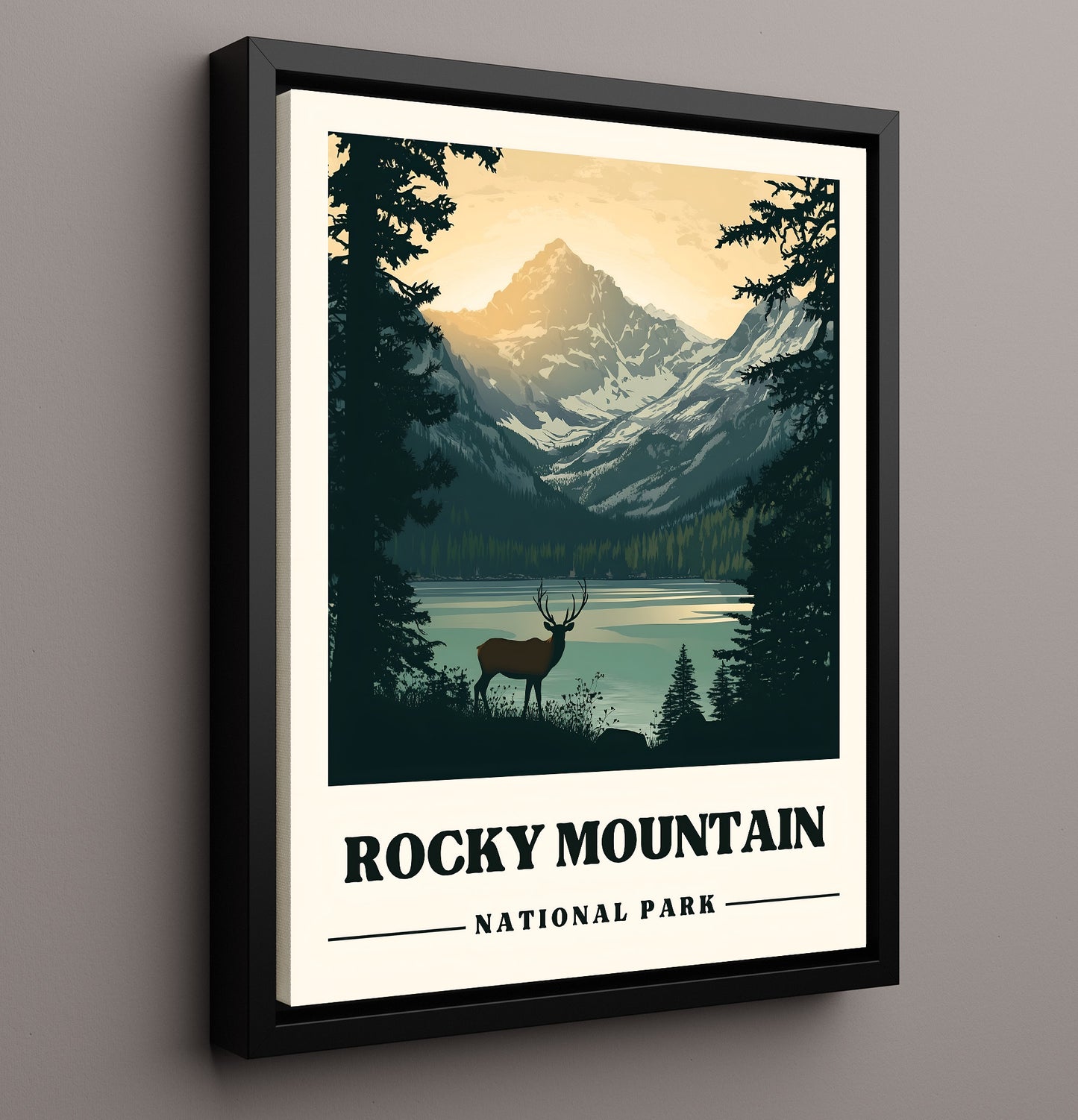 Rocky Mountain Dream Lake Version 2 National Parks Wall Art - 16x20 Framed Canvas
