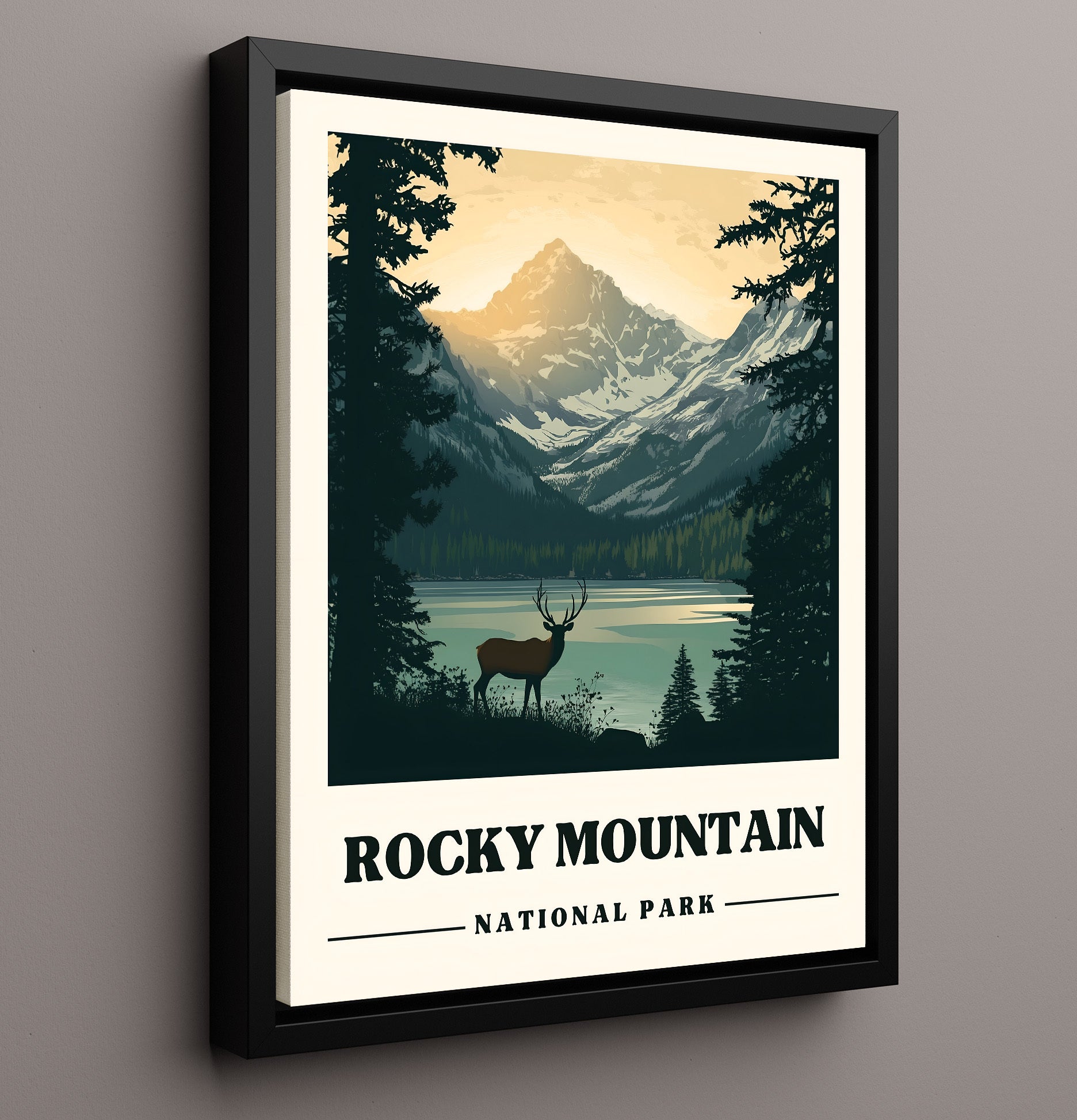 Rocky Mountain Dream Lake Version 2 National Parks Wall Art - 16x20 Framed Canvas