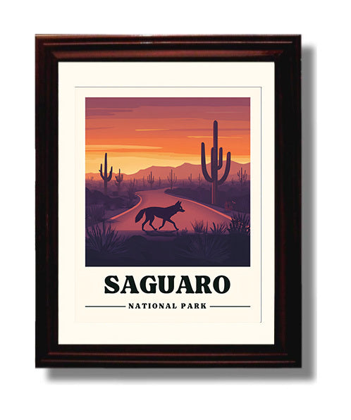 Saguaro Catus Forest Drive National Parks Wall Art - 8x10 Beveled Frame