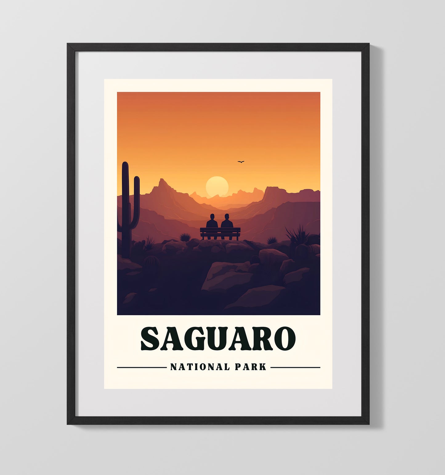 Saguaro Valley View Overlook National Parks Wall Art - 16x20 Gallery Frame