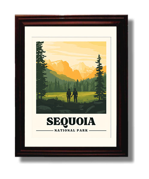 Sequoia Crescent Meadow National Parks Wall Art - 8x10 Beveled Frame