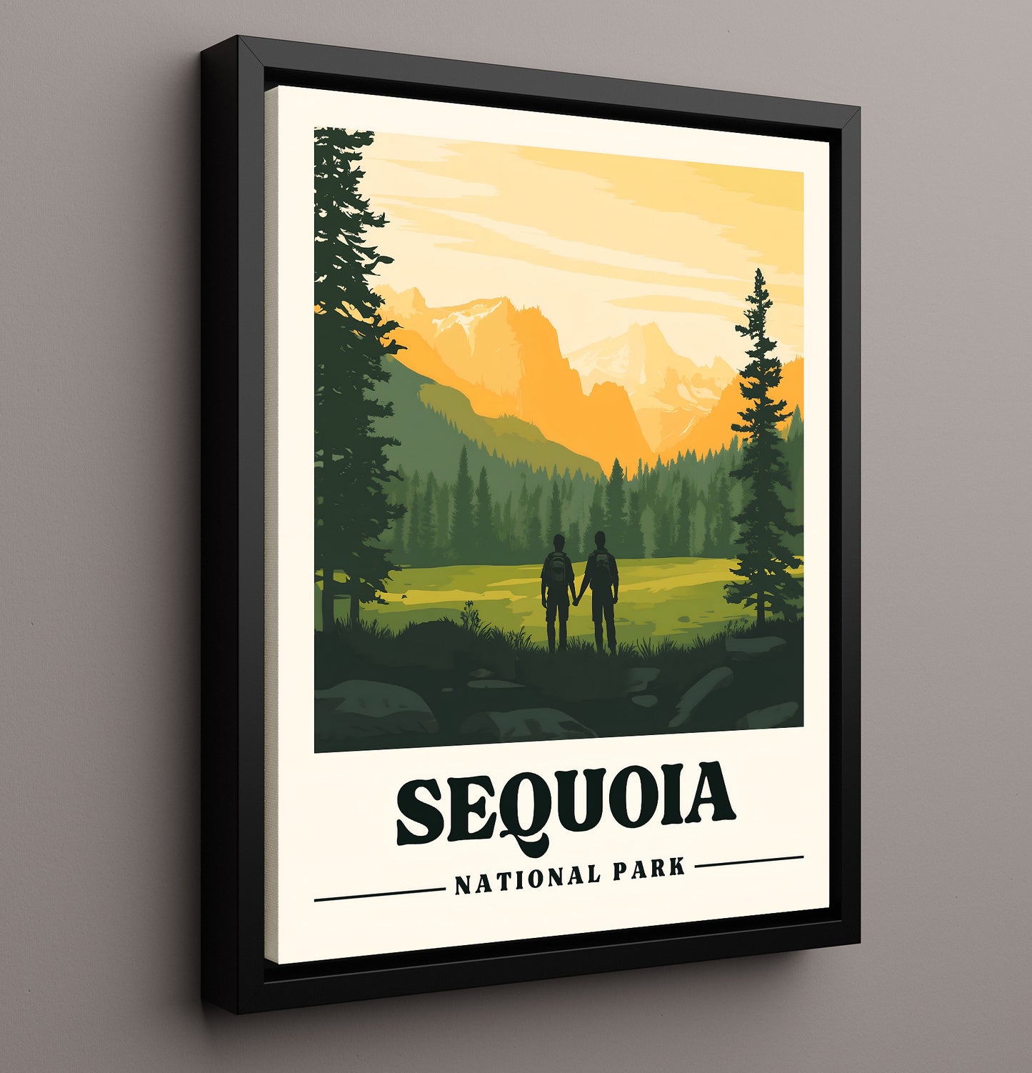Sequoia Crescent Meadow National Parks Wall Art - 16x20 Framed Canvas