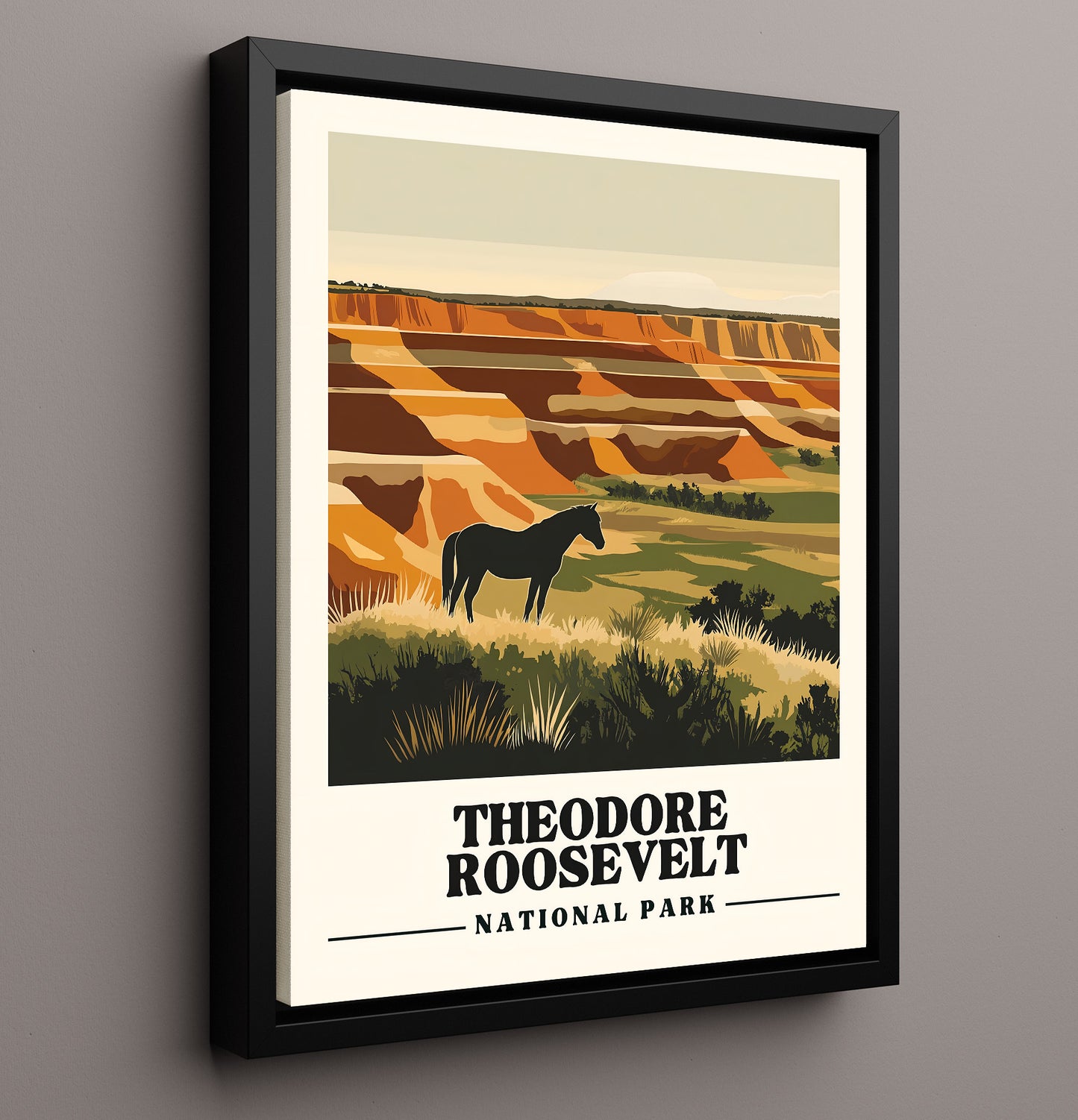 Theodore Roosevelt Painted Canyon Overlook Version 1 National Parks Wall Art - 16x20 Framed Canvas