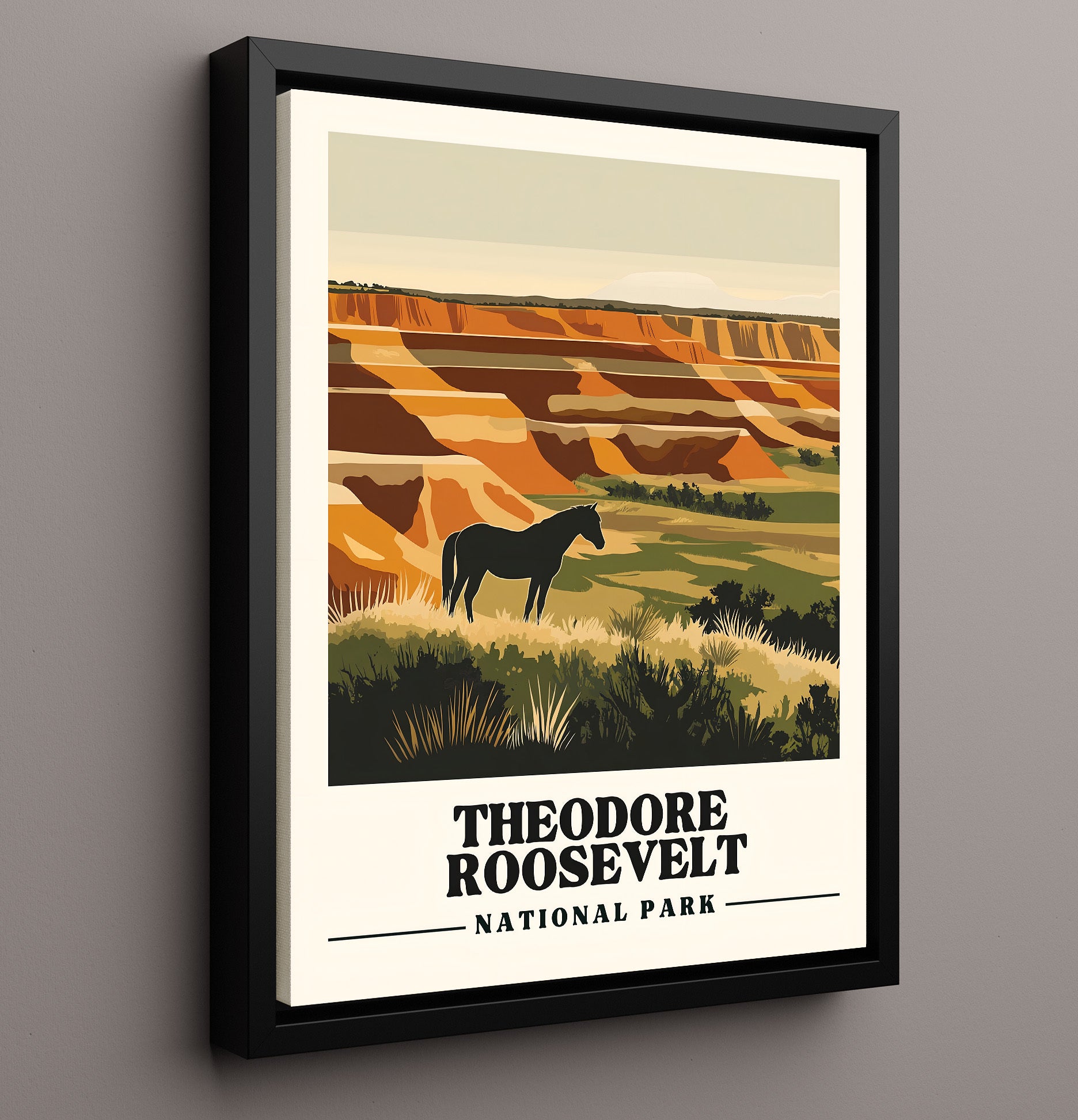 Theodore Roosevelt Painted Canyon Overlook Version 1 National Parks Wall Art - 16x20 Framed Canvas
