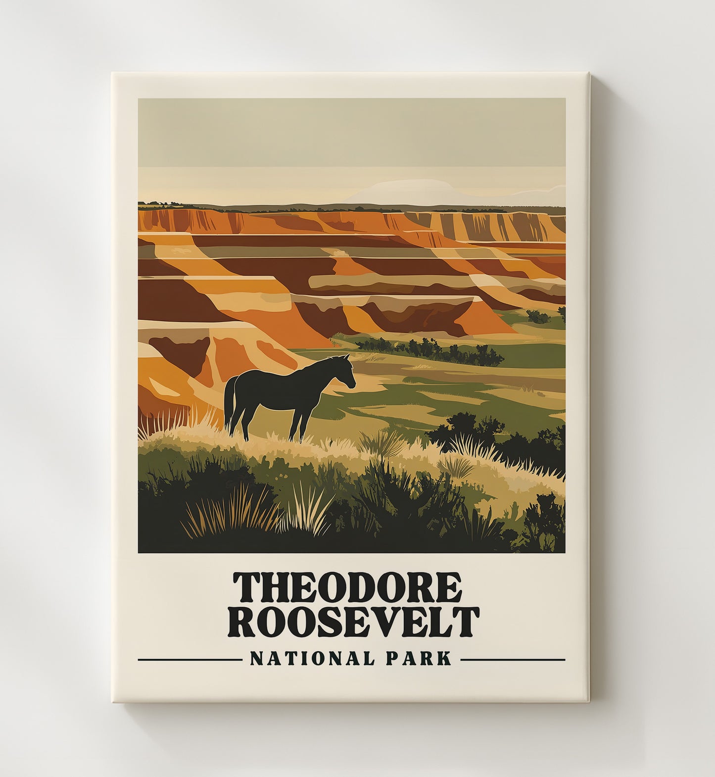 Theodore Roosevelt Painted Canyon Overlook Version 1 National Parks Wall Art - 20x24 Canvas