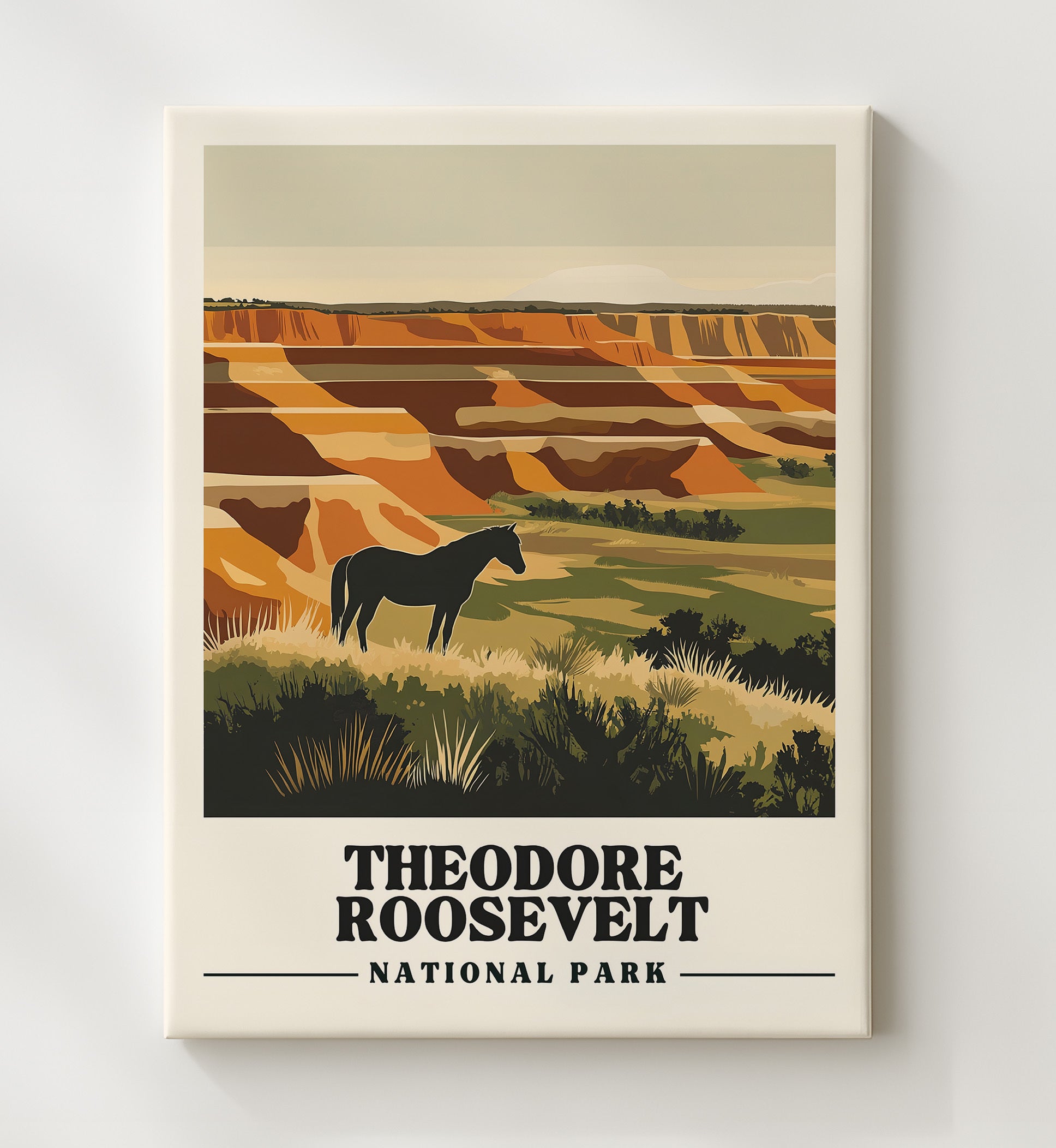 Theodore Roosevelt Painted Canyon Overlook Version 1 National Parks Wall Art - 20x24 Canvas