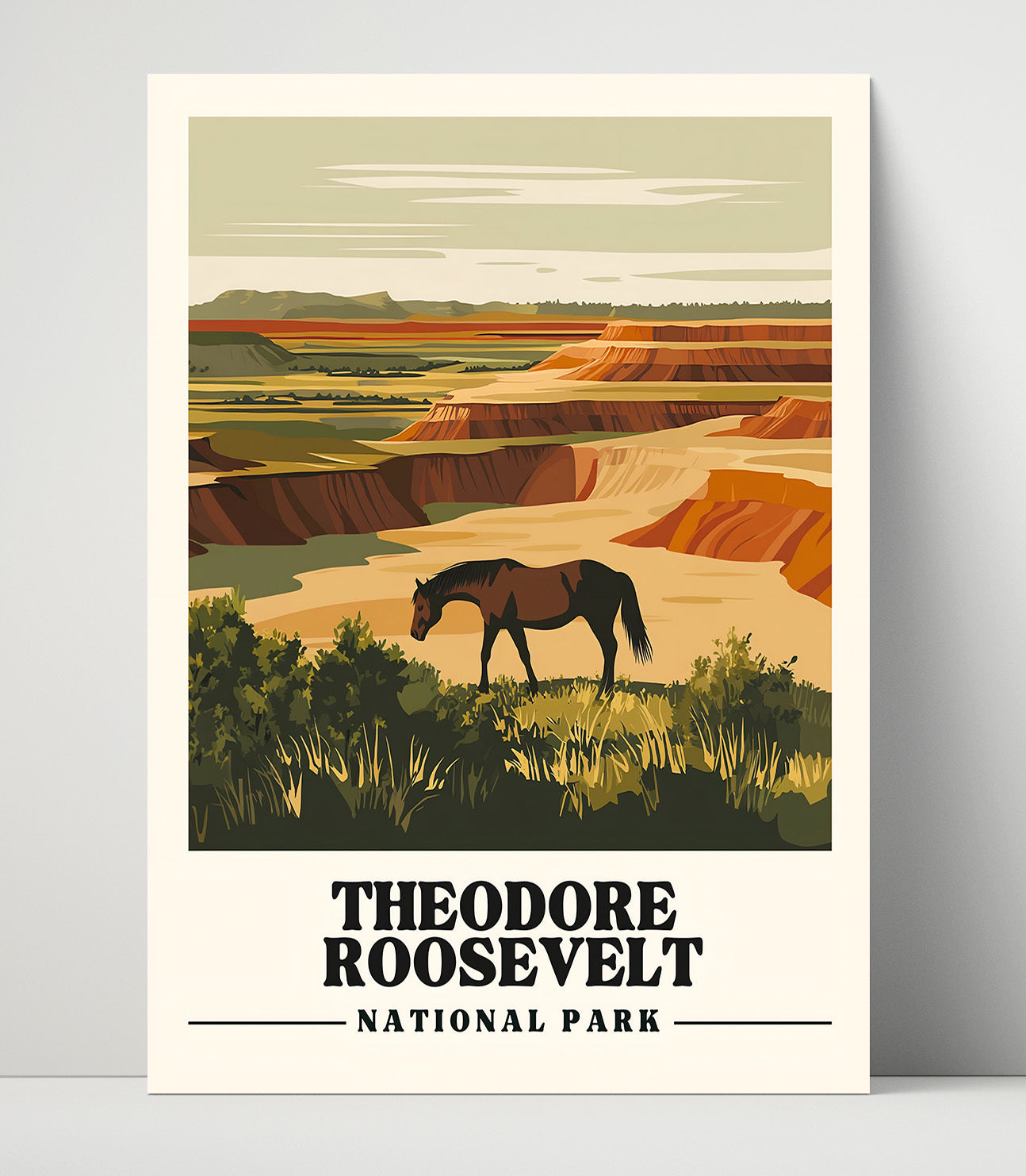 Theodore Roosevelt Painted Canyon Overlook Version 2 National Parks Wall Art - 16x20 Unframed Print